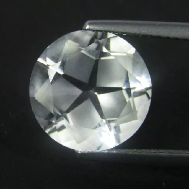 6.43Cts Amazing Natural White Topaz 12mm Round With Star Cut Collection Ref VDO