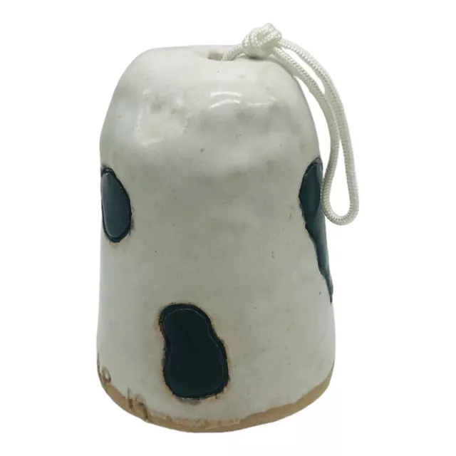 Cow Print Bell Black & White Pottery Student Hand Made Clapper 7" Farmhouse