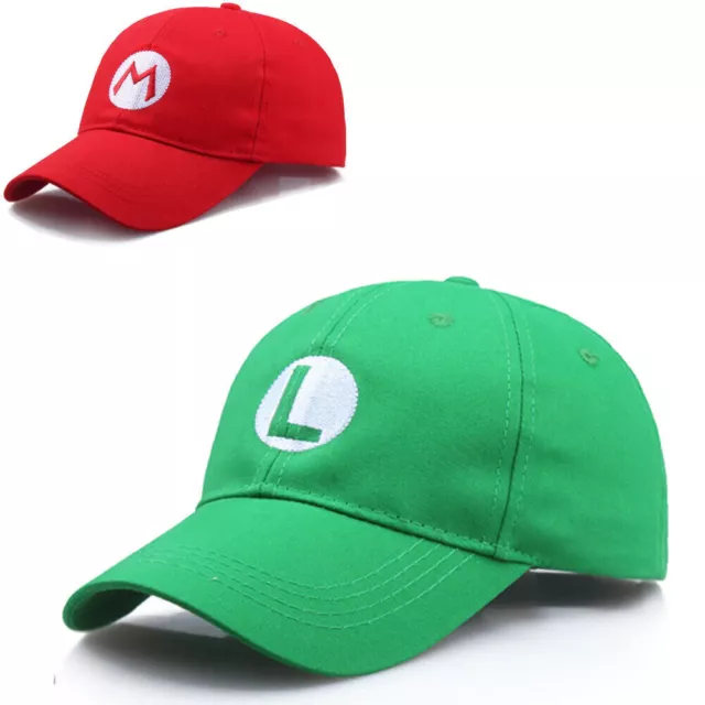Super Mario Bros Men Luigi Baseball Cap Kids Mens Adjustable Cosplay Hat Gift
