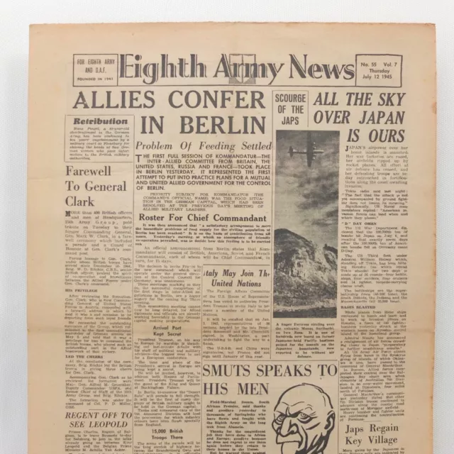 Ww2 1945 British Eighth 8Th Army News Newspaper July 12 Berlin Japan Iwo Jima