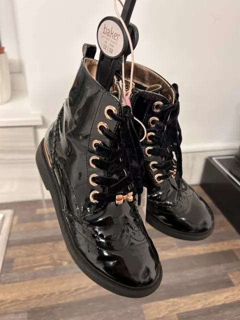 TED BAKER GIRLS Black Patent Ankle Boots UK13 50 7.50 PicClick UK