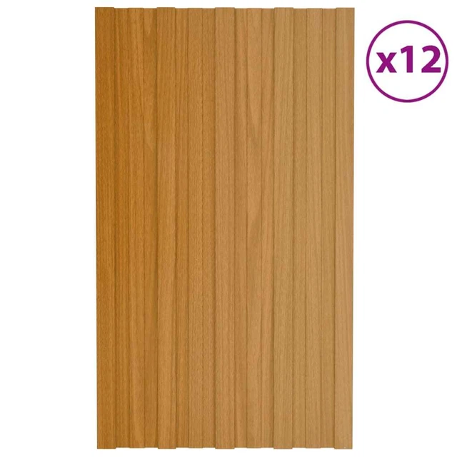 Vidaxl Pannelli da Tetto 12 pz Acciaio Zincato Legno Chiaro 80x45 cm