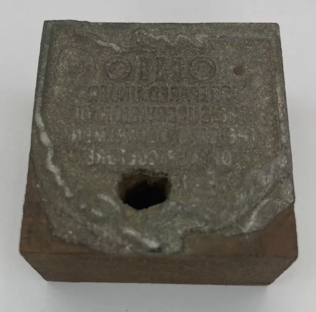 ADVERTISING PRINTING BLOCK OF ANTIQUE Ohio State Stamp (AB)