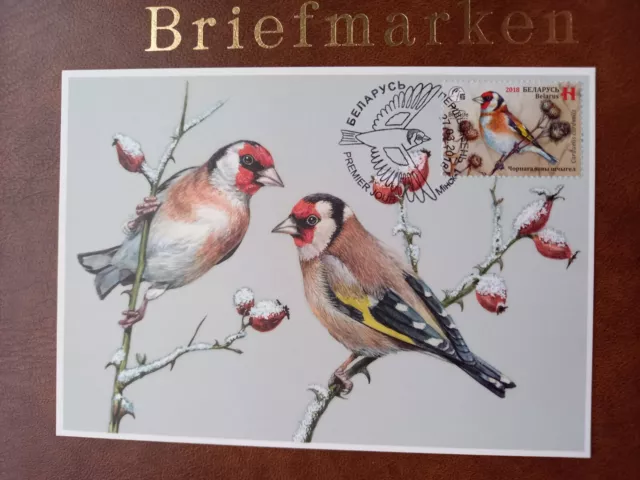 Maximumkarte Vögel Stieglitz Weißrussland Bird of the Year 2018 Goldfinch