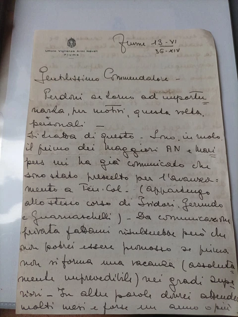 FIUME Carta Intestata Regia Marina Ufficio Vigilanza Armi Navali Fiume