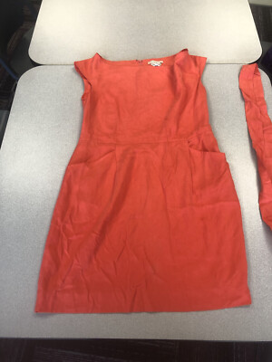 Paul & and Joe Sister Sleeveless Orange Dress Size 42 US 10 with tie 100% tencel