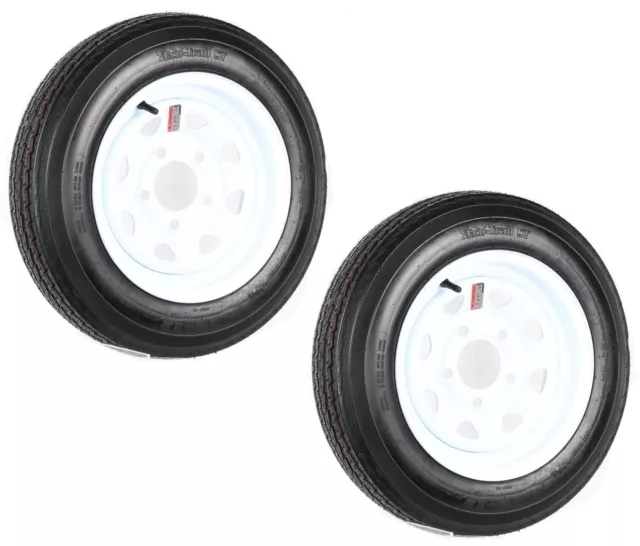 2-Pack Trailer Tire On Rim 530-12 LRC 5.30-12 5Hole White Spoke Wheel