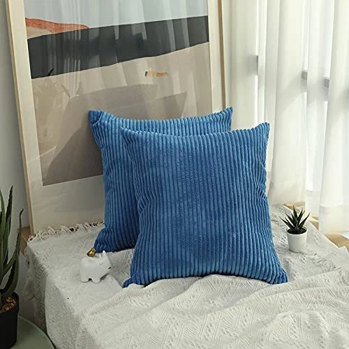 Throw Pillow Covers, Set of 2 Soft Corduroy Pillow Covers 18X18, Decorative