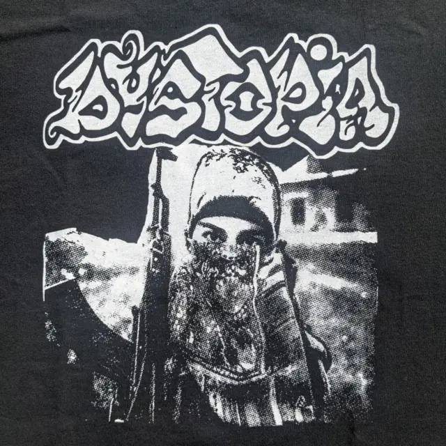 Dystopia band shirt American Punk Band basic black T shirt vtg H8658