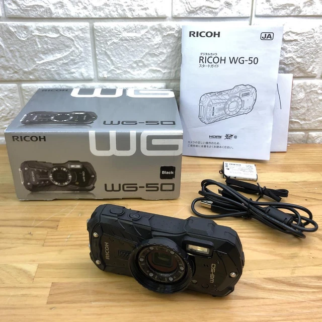 RICOH Waterproof Digital Camera WG-50 BK black with box used from japan