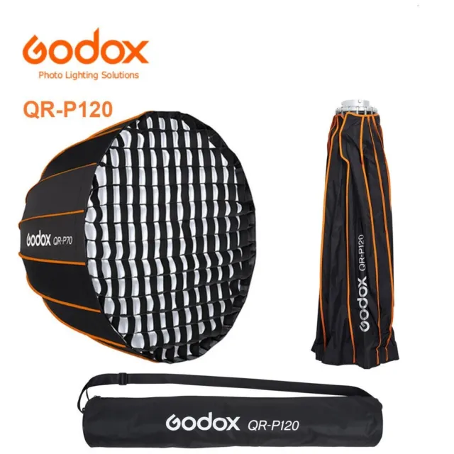 Godox QR-P120 Deep Parabolic Bowens Quick Setup Softbox+ Grid for VL150 SL200WII