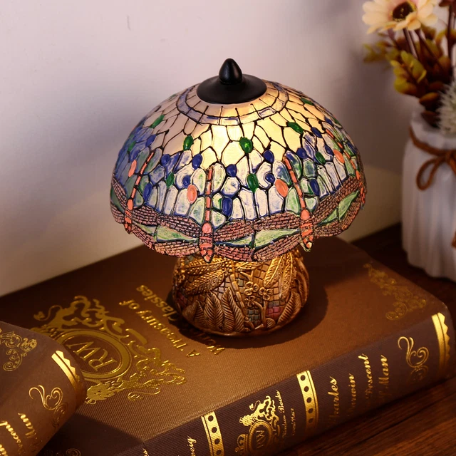 Desk lamp Tiffany Style Handmade Dragonfly Stained Table Lamp Home Art Ornament