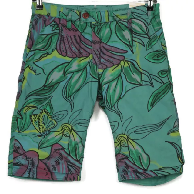 Jet Lag Boston Mens Bermuda Board Shorts Reversible Size 29 Teal Green