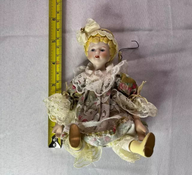 Vintage Mini 6” Porcelain Bisque China Fashion Doll Ornament 12
