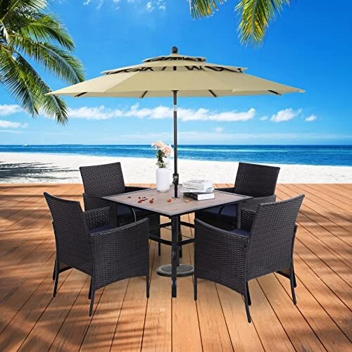 Patio Umbrella 3 Tiers 10ft Outdoor Table Umbrella Aluminum Pole with 8