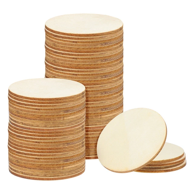100 Pcs Wood Piece Round Blank DIY Burning Ornaments Crafts Log