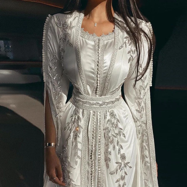 Sharon Said Luxury Dubai Moroccan Kaftan Ivory Evening Dresses for Women Wedding