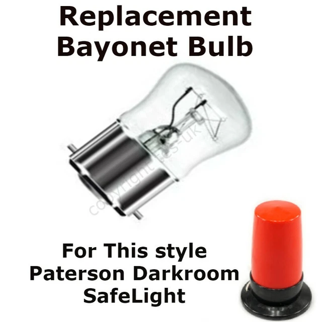 Bombilla de bayoneta de repuesto Paterson para SafeLight mostrado