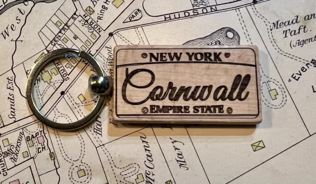Cornwall New York License Plate Handmade Laser Engraved Keychain