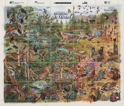 MEXICO 1996 SCOTT #1995 a-x endangered species birds, butterflies, wild