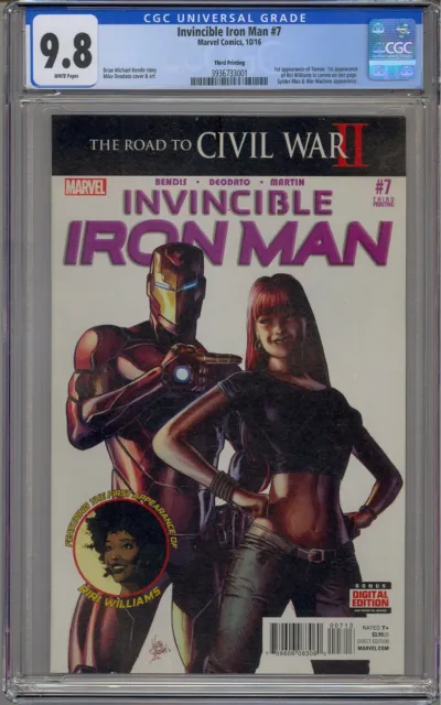 Invincible Iron Man #7 Cgc 9.8 1St Riri Williams Tomoe 3Rd Third Printing 3001