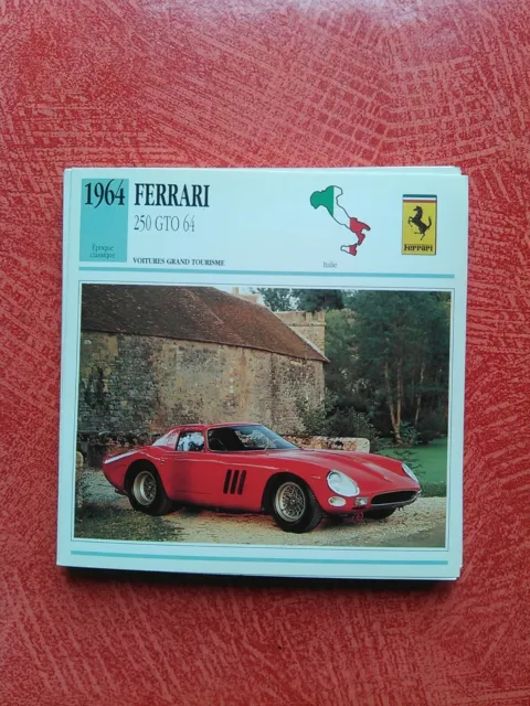 Fiche Auto Italie  "Epoque Classique " Ferrari 250 Gto 64  1964