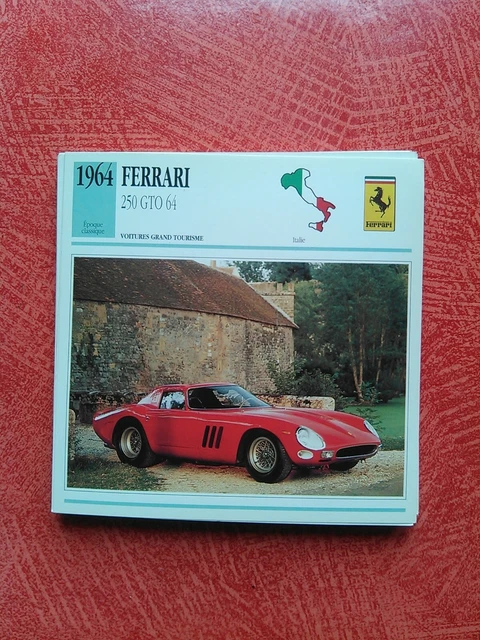 Fiche Auto Italie  "Epoque Classique " Ferrari 250 Gto 64  1964