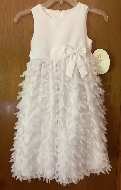 American Princess Dress~6X~White~Long~Sleeveless~Feather Like Flounce~Tulle~Nwt