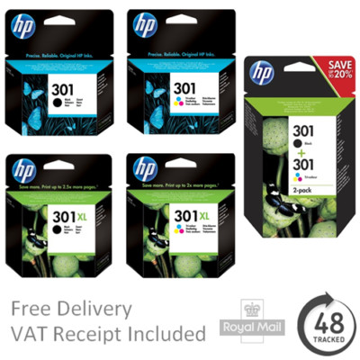 Original HP 301 / 301XL Black & Colour Ink Cartridges - For HP Envy 4505