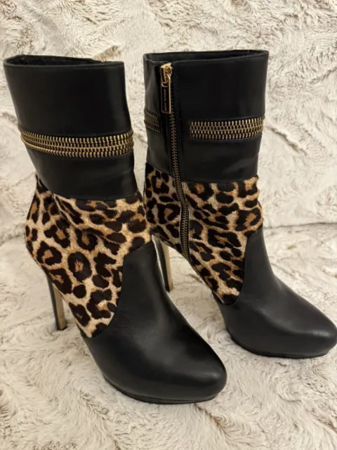 Michael Kors Haya Hair Calf Printed Bootie Size 7M Preowned