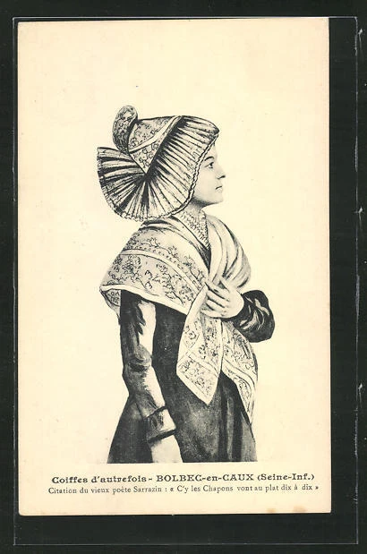 CPA Bolbec-en-Caux, Coiffes d´autrefois, femme en costume typique