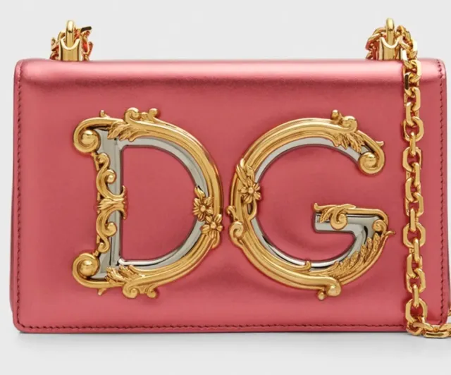 DOLCE & GABBANA NAPPA LEATHER DG LOGO SHOULDER BAG PINK Woman with BOX