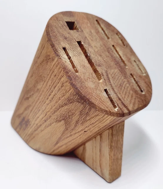 Cuchillo de madera de roble de 9 ranuras Chicago bloque de almacenamiento solo sin cuchillos vintage