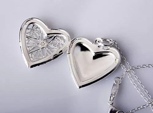 Good quality Silver Star Heart Locket Necklace chain pendant Photo Necklace