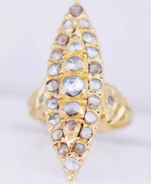 Antique Viktorianisch Damen Ring 18k Gold Marquise Bündel 1.2ct Diamanten