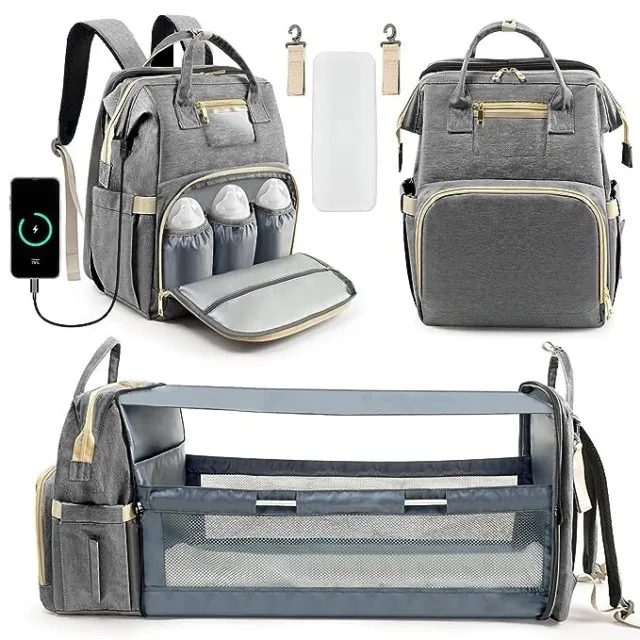 Stylish Gray Diaper Bag Backpack: Essential for New Moms on the Go!!!!