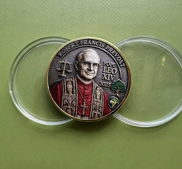 RELIGIOUS COMMEMORATIVE COIN Pope Leo XIV Catholic Souvenir Gift ...