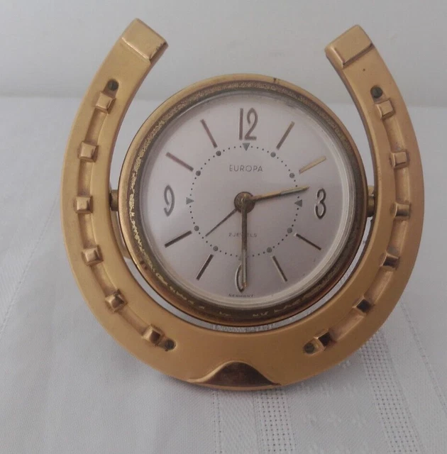 VINTAGE EUROPA 2 jewels Horse shoe Alarm clock 1960s made in Germany 40.00 PicClick AU