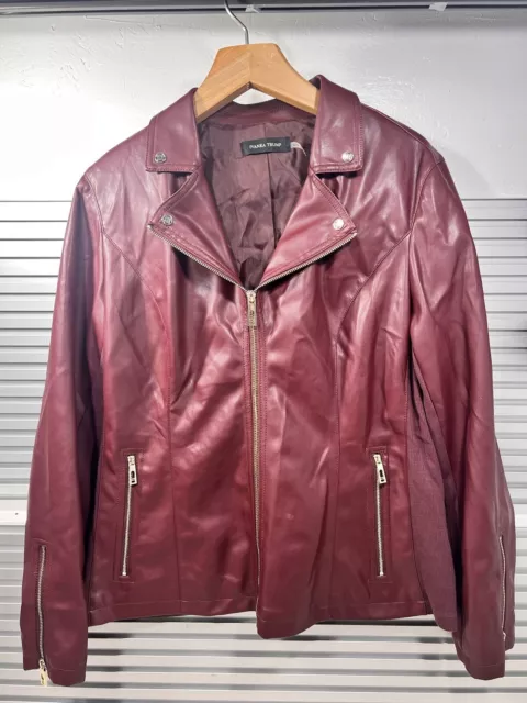 Ivanka Trump Woman’s Faux Leather Jacket Size XL- In Red Cherry Color