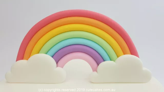 Edible Large 3D Pastel Rainbow Cake Topper Baby Shower Birthday Clouds Unicorn