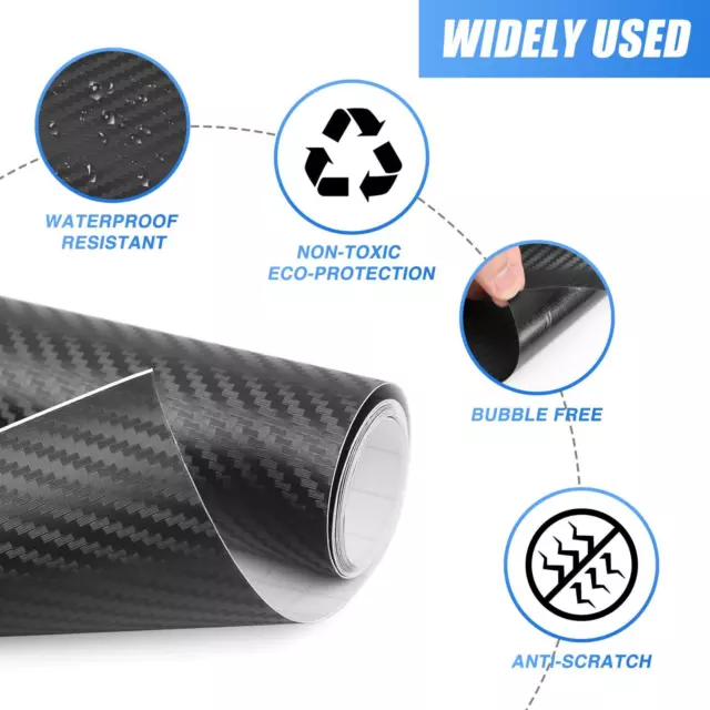 3D Carbon Fiber Bubble Free Stretchable Car Vinyl Film Sticker 152 x 60cm Black 3