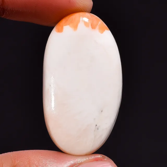 Natural Scolecite Oval Cabochon Loose Gemstone, 30.35 Ct. 37X20X6 mm AAS-4447