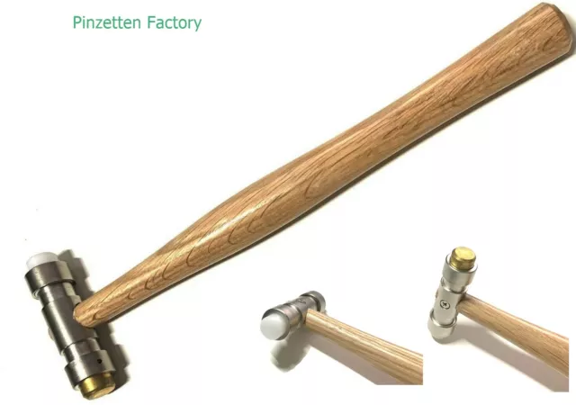 Hammer mit Messing- und Faserkopf Holzstiel, Juwelier, Uhrmacher werkzeug(538A)