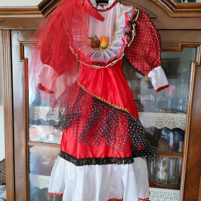 Costume Carnevale Bambina Spagnola Vestito Di Halloween Abito Festa Bimba