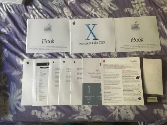 Apple 2001 iBook Manuale Utente + Benvenuto a Mac OS X + Adesivi