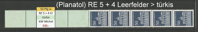 RM Brandenburger Tor 50 Pfg Planatol MiNr. 509w R RE 5 + 4 LF türkis postfrisch