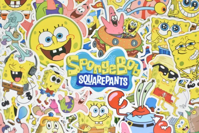 50 SpongeBob SquarePants Vinyl Stickers for Hydro Flask Car Bumper Laptop Phone