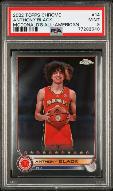 2022 Topps Chrome McDonald's AA Anthony Black RC #14, PSA 9 POP 1 (1 at 10)