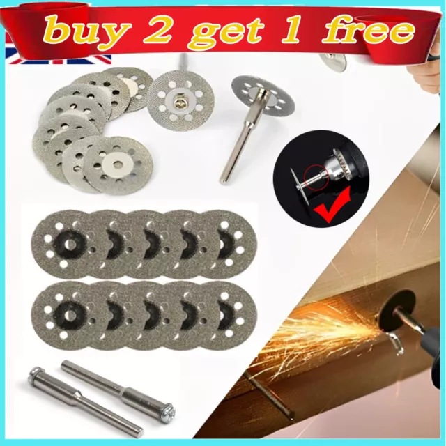 10X Diamond Cutting Discs Wheel Blades Set+Drill Bit For Dremel Rotary Tool UK