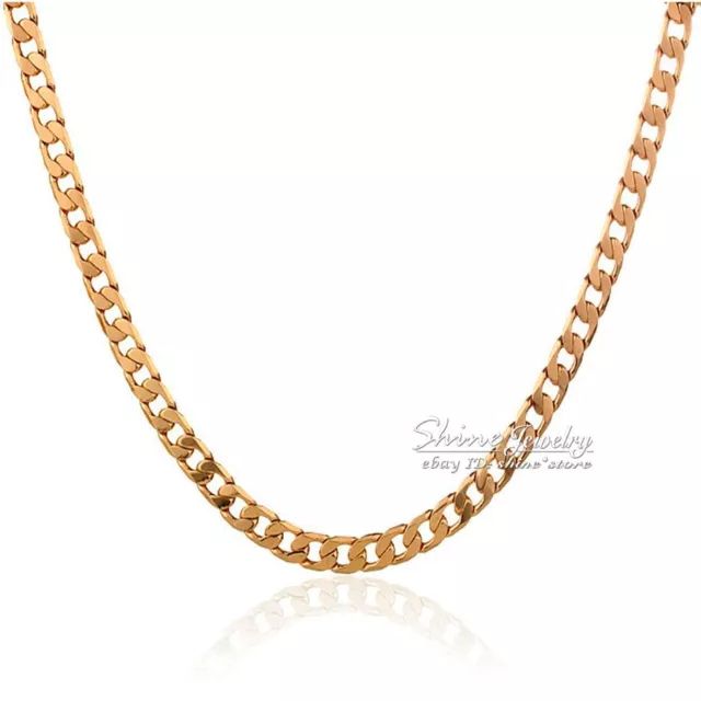 24K Gold Gf N34 70Cm Diamond Cut Cuban Curb Ring Chain Women Mens Solid Necklace 3